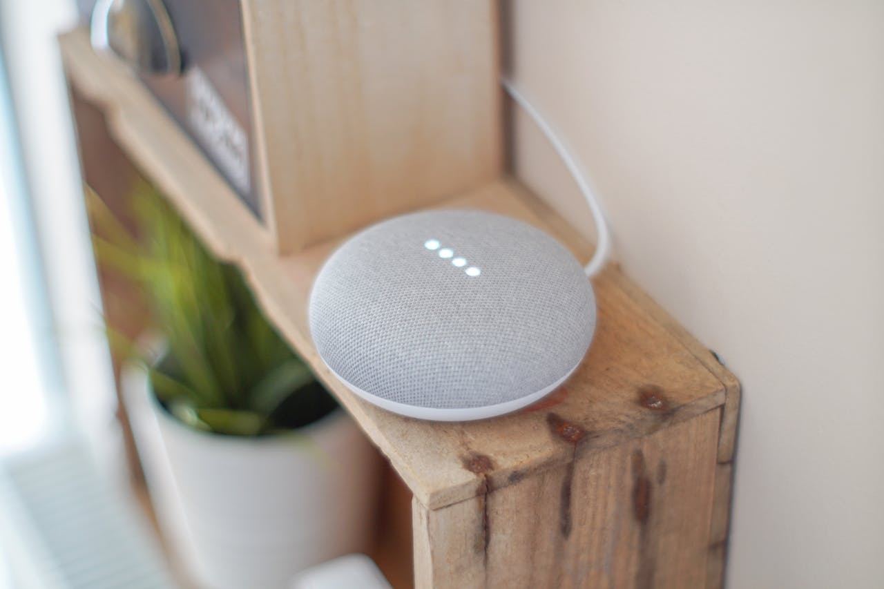 Google Home Smart Device on shelf